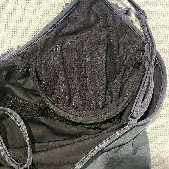 Magicsuit Blaire One-Piece Swimsuit Sz 12 Gray Fringe Ruched Slimming Underwire - Picture 6 of 9